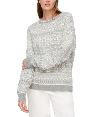 Lafayette 148 New York Rounded Sleeve Fair Isle Wool & Cashmere-blend Jumper - Grey