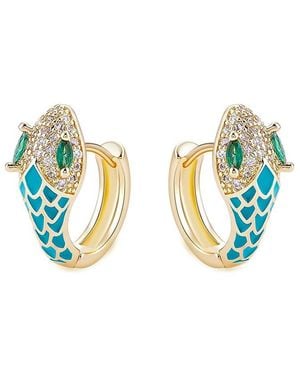Liv Oliver 18K Plated Cz Mini Hoop Earrings - Blue