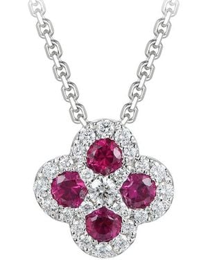 Gregg Ruth 14K 1.42 Ct. Tw. Diamond & Ruby Clover X Effect Pendant - Pink