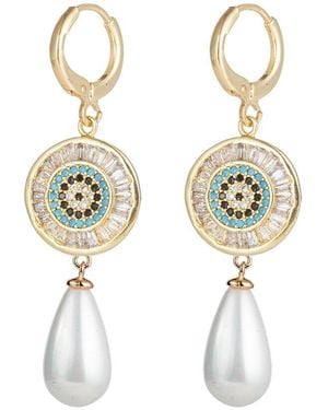 Eye Candy LA Luxe Collection 18k Plated Cz Evil Eye Earrings - Metallic