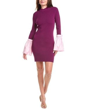 Jonathan Simkhai Agathea Bell-Sleeve Knit Combo Mini Dress - Purple