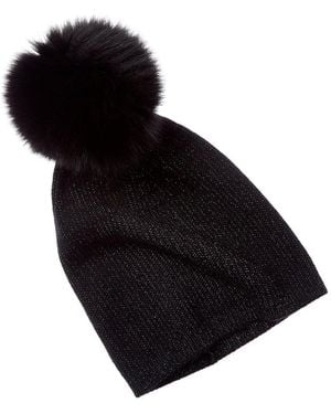 Sofiacashmere Sofiacashmere Lurex Rib Cashmere Hat - Black