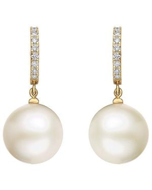 Effy Fine Jewelry 14K 0.39 Ct. Tw. Diamond & Fresh Water Pearl 15Mm Pearl Earrings - Natural
