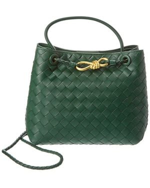 Tiffany & Fred Paris Woven Leather Top Handle Messenger Bag - Green