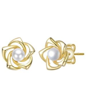 Genevive Jewelry 14K Plated Flower Earrings - Metallic