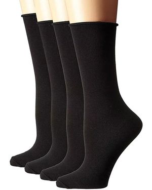 Stems 4Pk Roll Top Crew Socks - Black