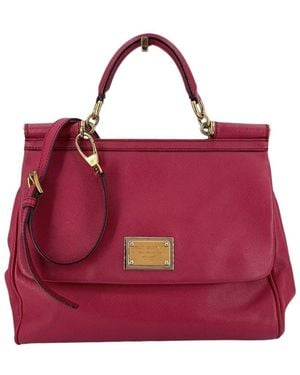 Dolce & Gabbana Leather Dauphine Shoulder Bag (Authentic Pre-Loved) - Red