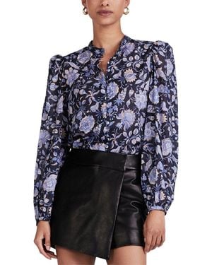 10 Crosby Derek Lam Savannah Pleated Sleeve Button Top - Blue