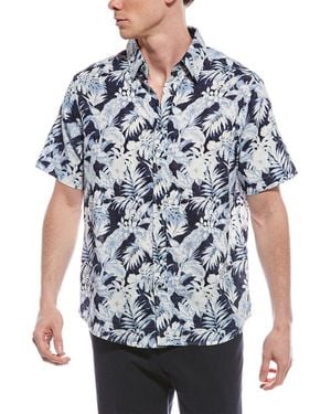 Report Collection Tropical Linen-Blend Shirt - Blue