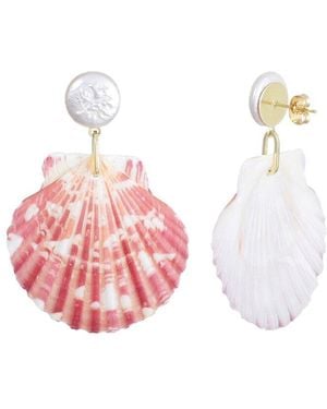 Adornia 14K Plated Shell 2-Drop Earrings - Pink