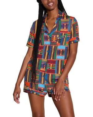Cosabella Bella Printed Top & Boxer Pj Set - Red