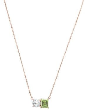 Suzy Levian Rose Gold Over Silver 5.00 Ct. Tw. Gemstone Toi Et Moi Necklace - Metallic
