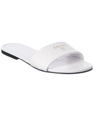 Celine Logo Leather Sandal - White