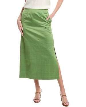 Rebecca Taylor Slub Sateen Pencil Skirt - Green