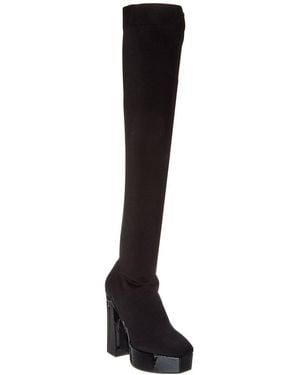 Jimmy Choo Giome 140 Knit & Patent Platform Over-The-Knee Boot - Black