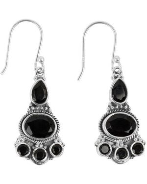 TIRAMISU Silver 0.78 Ct. Tw. Black Onyx Earrings - White