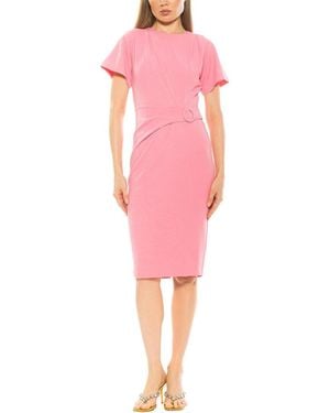 Alexia Admor Clara Crewneck Draped Dress - Pink
