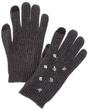 Forte Cashmere Mixed Crystal Cashmere Gloves - Black
