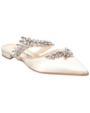 Manolo Blahnik Lurum Satin Mule - White