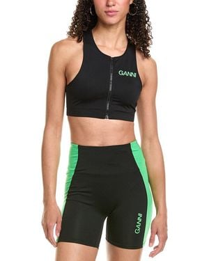 Ganni Active Racerback Zipper Top - Green