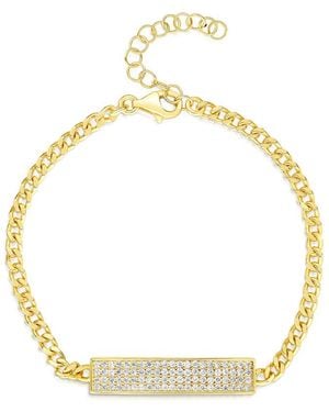Sphera Milano 18k Over Silver Cz Id Bracelet - Metallic