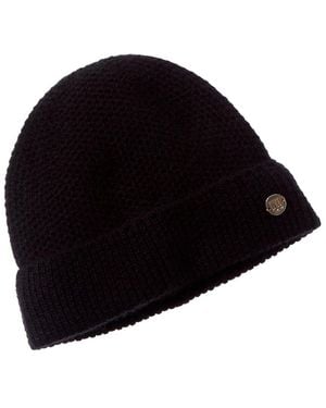 Bruno Magli Honeycomb Stitched Cuffed Cashmere Hat - Black