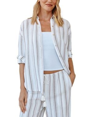 Bella Dahl Oversized Clean Linen-Blend Shirt - Blue