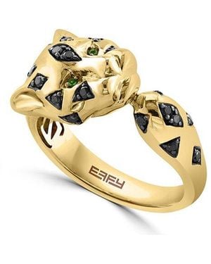 Effy Fine Jewelry 14K 0.24 Ct. Tw. Diamond & Tsavorite Ring - Metallic