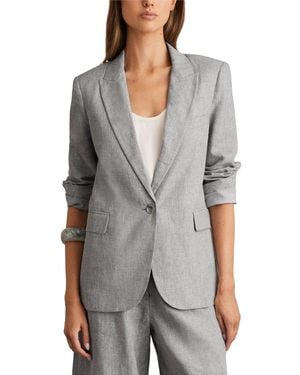 Reiss Willow Linen-Blend Jacket - Grey