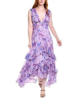 AMUR Senora Silk-Blend Gown - Purple