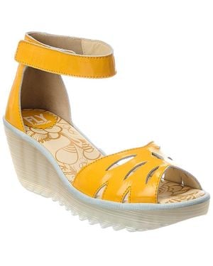 Fly London Patent Wedge Sandal - Metallic
