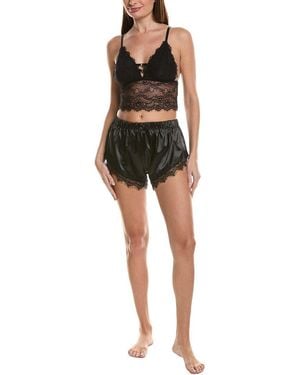 Sugar 2pc Lace Bralette & Satin Short Set - Black
