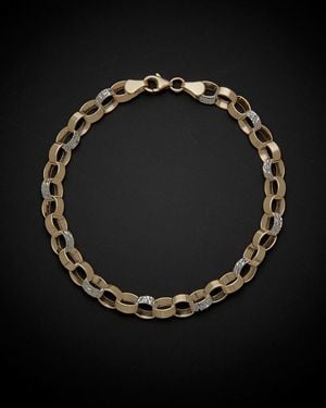 Italian Gold 14k Two-tone Reversible Link Bracelet - Black
