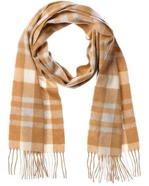 Amicale Cashmere Exploded Plaid Cashmere Scarf - Natural