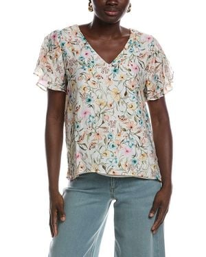 Vince Camuto V-Neck Tulip Sleeve Blouse - White