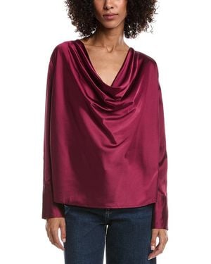 LUXE ALWAYS Satin Cowl Neck Blouse - Red