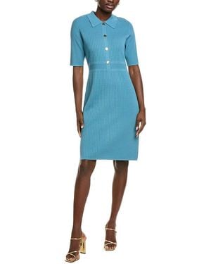St. John Ribbed Midi Dress - Blue