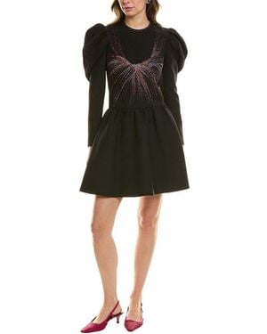 Valentino Wool & Silk-Blend A-Line Dress - Black