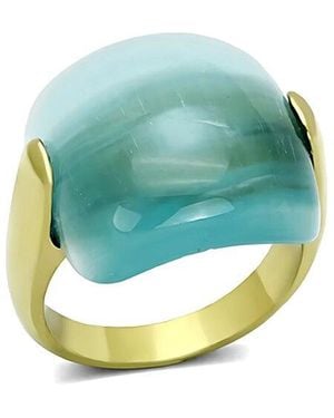 Alamode Jewelry Plated Stainless Steel Ring - Blue