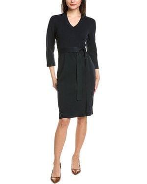 St. John Solid Stretch Knit V- Neck Shift Dress - Black