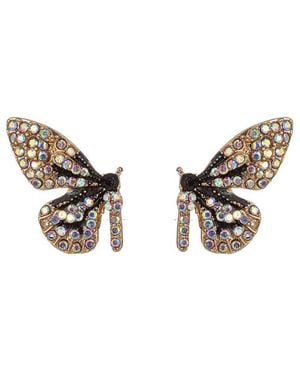 Eye Candy LA Monarch Crystal Dark Butterfly Earrings - Metallic