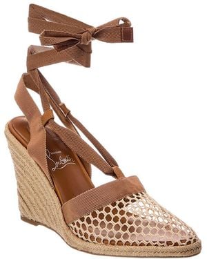 Christian Louboutin 100 Mesh & Canvas Wedge - Brown
