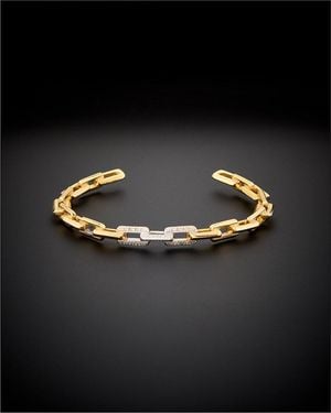 Italian Gold Over Silver 18k 0.15 Ct. Tw. Diamond Link Cuff - Black