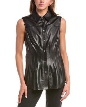 Helmut Lang Darted Leather Top - Black