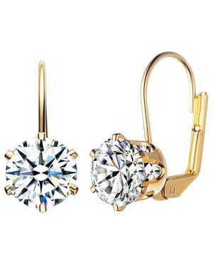 Rachel Glauber 14k Plated Cz Classic Earrings - Metallic