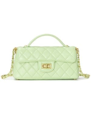 Tiffany & Fred Paris Top-Handle Quilted Sheepskin Leather - Green