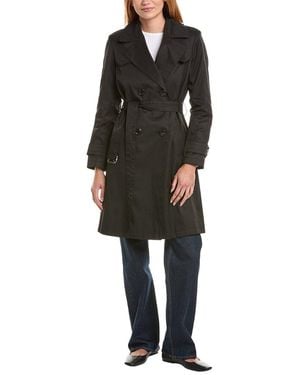Via Spiga Double-Breasted Trench Coat - Black