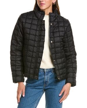 Cece Stand Collar Short Quilted Jacket - Black