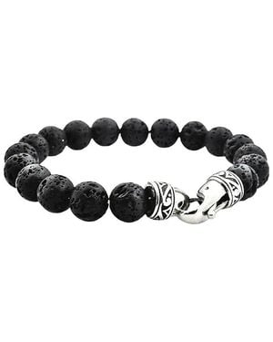 Jane Basch Steel Lava Stone Bead Bracelet - Multicolour
