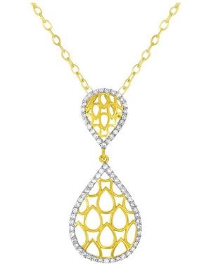 Genevive Jewelry Two-tone Cz Statement Pendant - Metallic